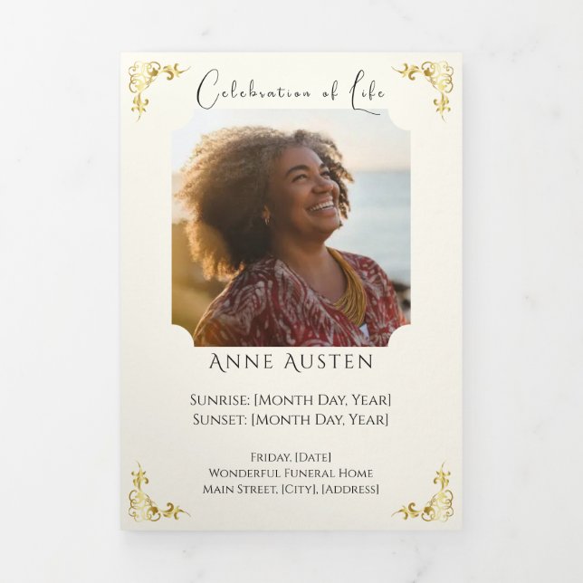 Trifold Funeral Program – Celebration of Life (Cover)