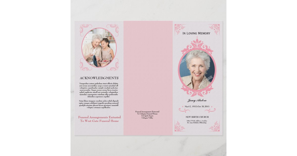 Trifold Funeral Program Template Zazzle Com