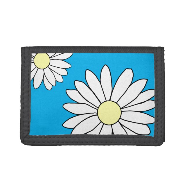 TriFold Nylon Wallet - Summer Daisy Blue (Front)