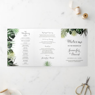 Trifold Tropical Wedding Program Ceremony Order