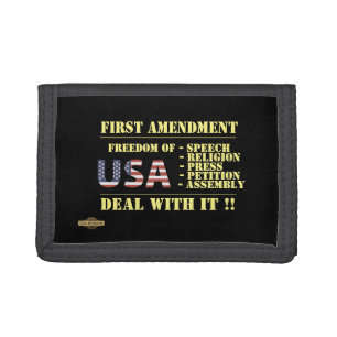 trifold wallet "FIRST AMENDMENT"