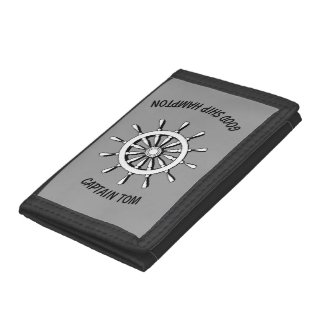 Trifold Wallet - Ship Wheel with text