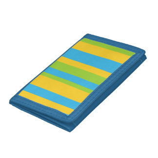 Trifold Wallet: Turquoise Yellow Green Stripes Wallet