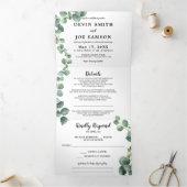 Trifold Watercolor Greenery Wedding Invitation (Inside)