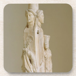 Triform Herm of Hecate, Marble sculpture, Attic pe Beverage Coaster