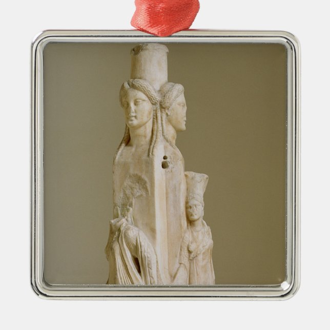 Triform Herm of Hecate, Marble sculpture, Attic pe Metal Ornament (Front)