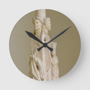 Triform Herm of Hecate, Marble sculpture, Attic pe Round Clock