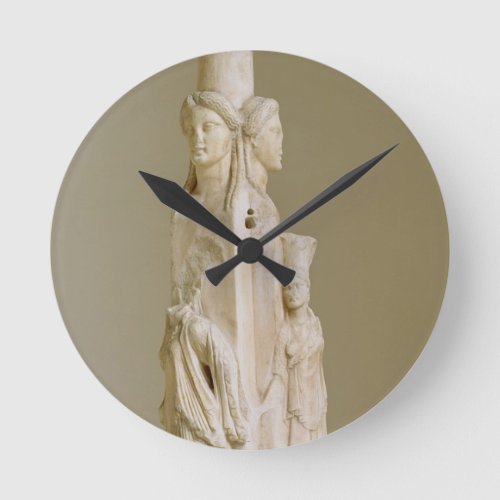 Triform Herm of Hecate Marble sculpture Attic pe Round Clock