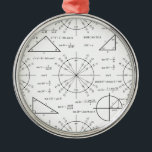 Trig & Triangles Metal Ornament<br><div class="desc">A mathematical print with your favorite trig identities!</div>