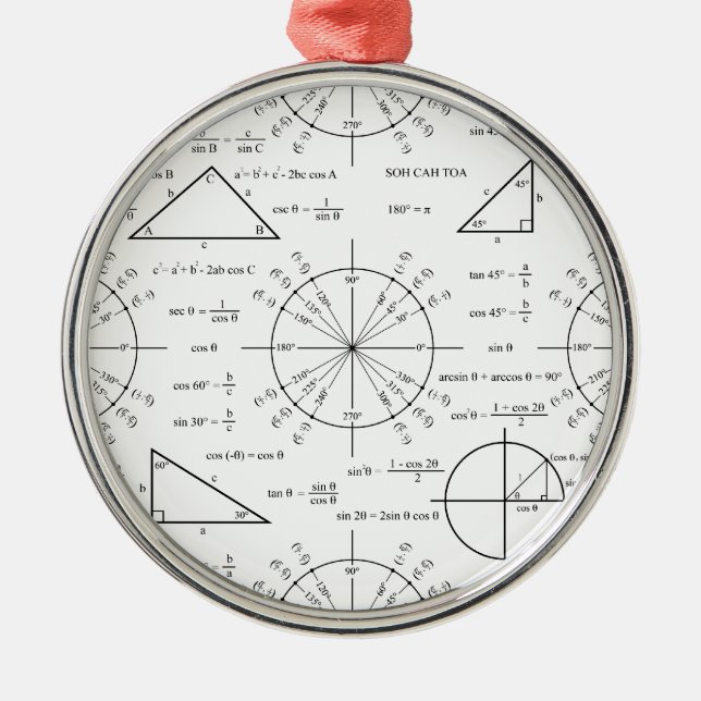 Trig & Triangles Metal Ornament (Front)