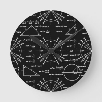Trig & Triangles Round Clock by robyriker at Zazzle