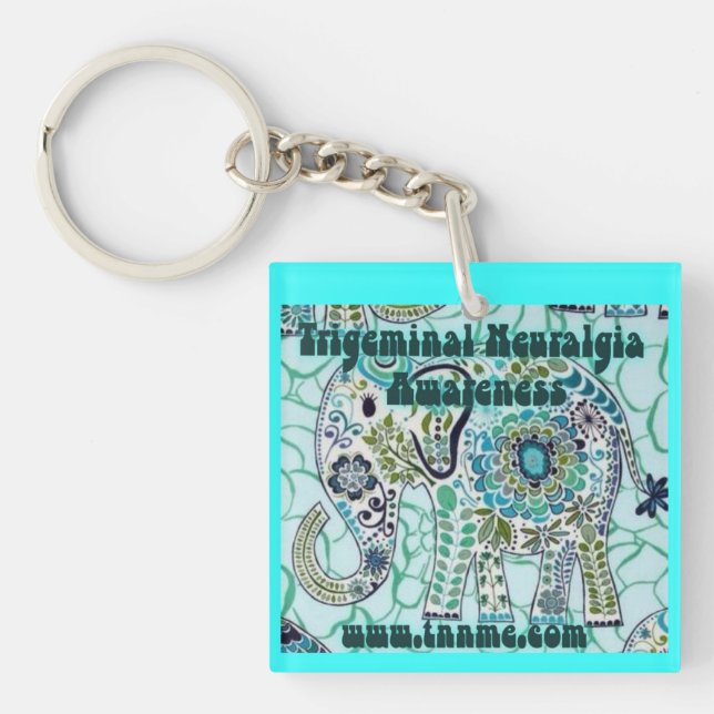 Trigeminal Neuralgia Awareness Elephant Key Chain. Keychain (Front)