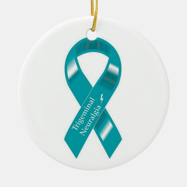 Trigeminal Neuralgia awareness ribbon ornament. Ceramic Ornament (Front)