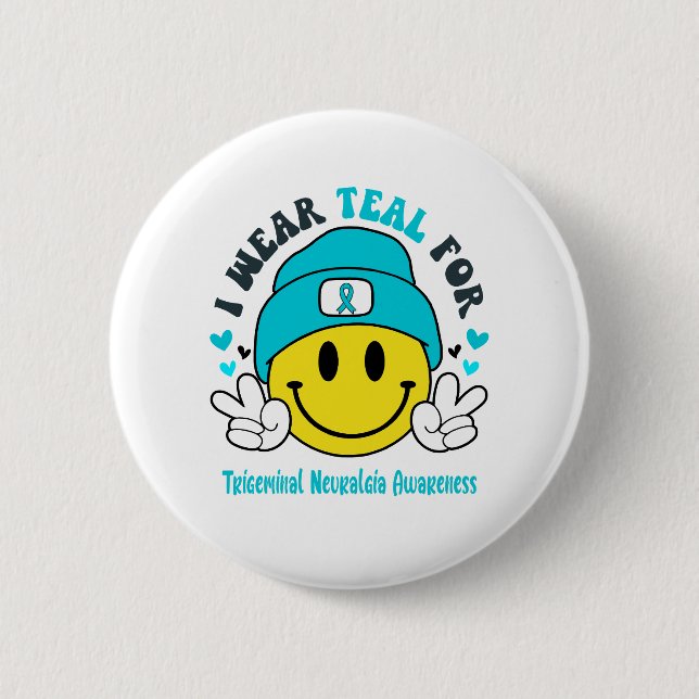 Trigeminal Neuralgia Awareness Ribbon Support Gift Button (Front)