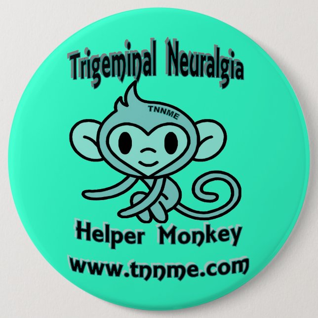 Trigeminal Neuralgia Helper Monkey Pin. Pinback Button (Front)