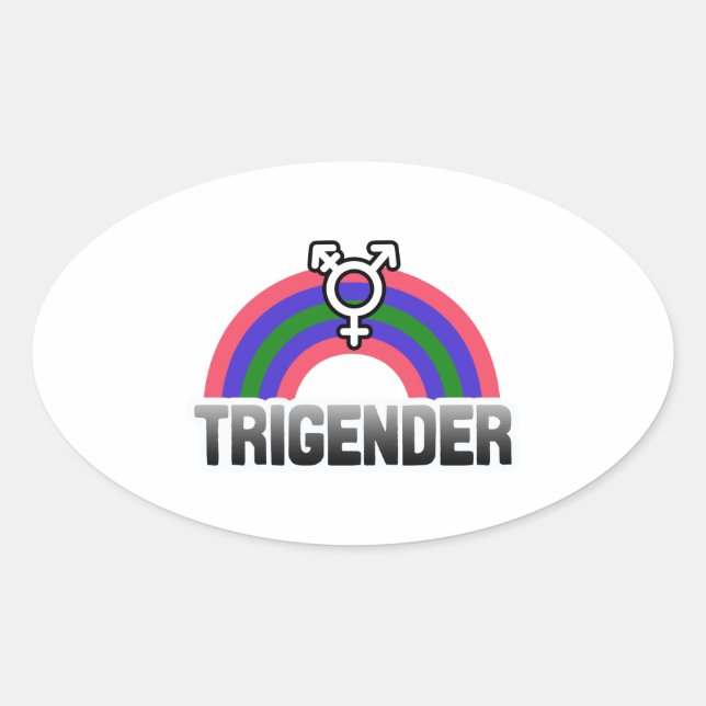 Trigender Pride Oval Sticker (Front)