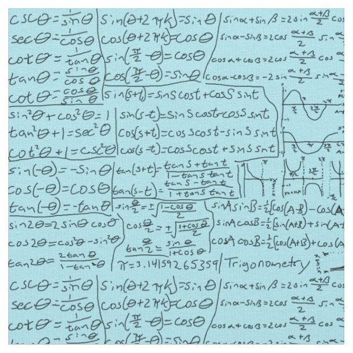 Trigonometry Cheat Sheet, blue Fabric