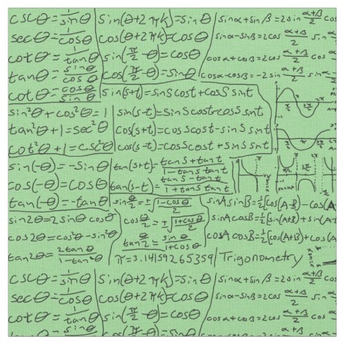 Trigonometry Cheat Sheet green Fabric