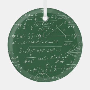 Trigonometry formulas geometric blackboard pattern glass ornament