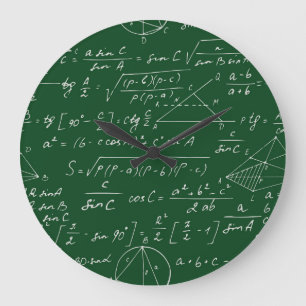 Trigonometry formulas geometric blackboard pattern large clock