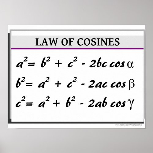 Trigonometry Poster Law of Cosines Poster