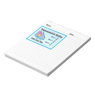 Trigonometry SOH CAH TOA Blue Notepad