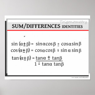 Trigonometry: Sum / Differences Identities Poster