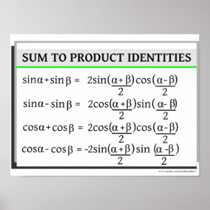 Trigonometry: Sum to Product Identities Poster
