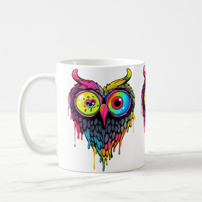 Triippy Party Edm Owl Music Lover Coffee Mug (Left)