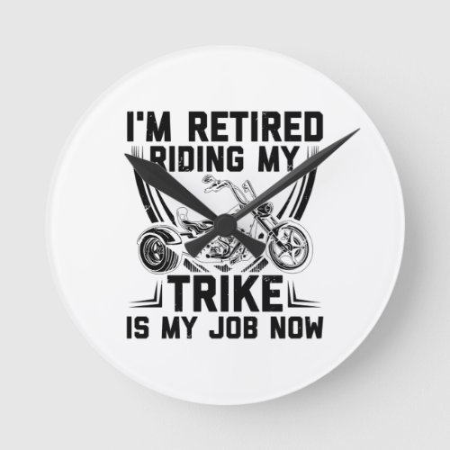 Trike Grandpa  Triker Motorcycle Biker Gift Ideas Round Clock