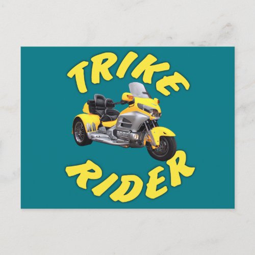 Trike Rider in Yellow Postcard