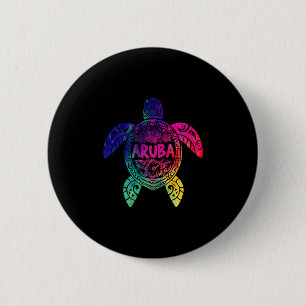 Tril Aru Tie Dye Sea Turtle Aru Beach Vacation  Button