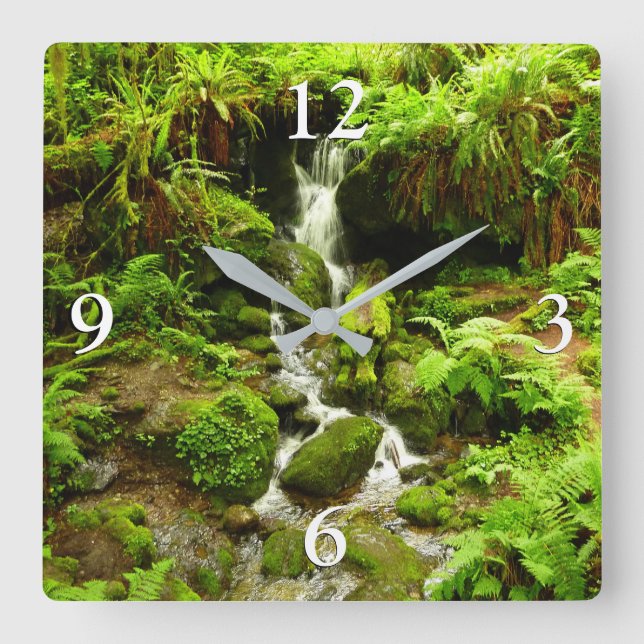 Trillium Falls at Redwood National Park Square Wall Clock (Front)