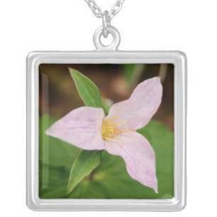Trillium Flower Silver Plated Necklace