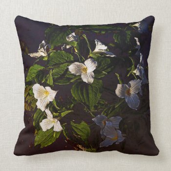 Trillium Flowers Graphic Muted Dark Colours Throw Pillow by artbyjocelyn at Zazzle