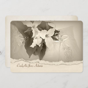 Trillium in sepia tone Wedding Vow Renewal Invitation