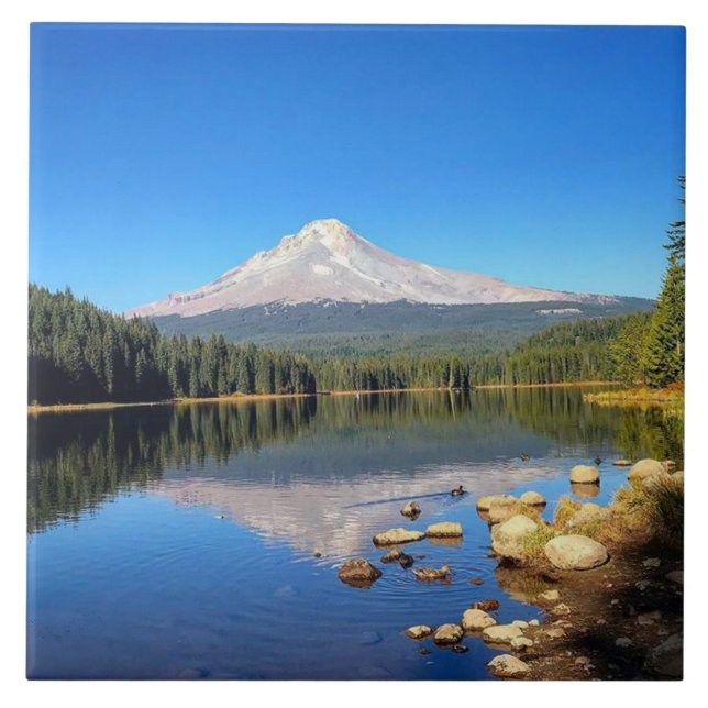 Trillium Lake, OR Ceramic Tile (Front)