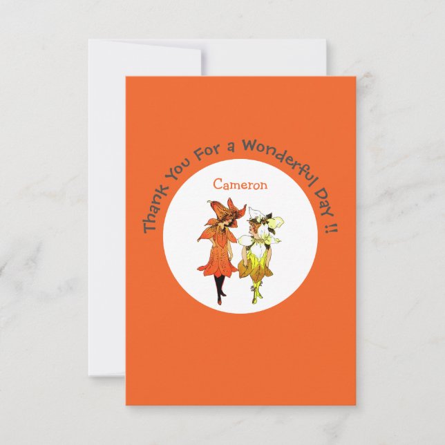 Trillium Tiger-Lily Whimsical Flower Party Supply Thank You Card (Front)