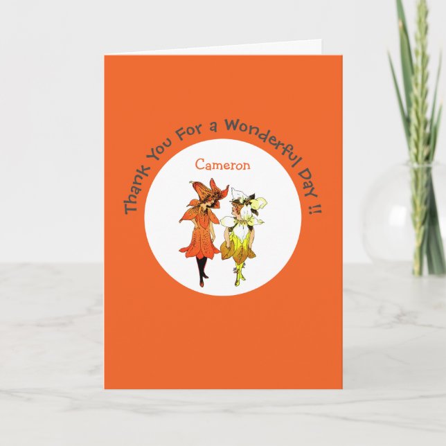 Trillium Tiger-Lily Whimsical Flower Party Supply Thank You Card (Front)