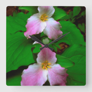 Trillium Wildflower Square Wall Clock