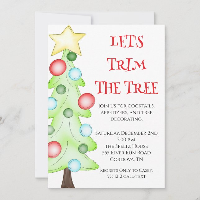 Trim the Tree Christmas Party Invitation (Front)