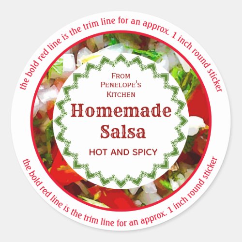 Trim to fit 1 inch Homemade Salsa Canning Labels