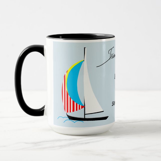 Trim Your Sails Custom Sailboat  Mug (Left)