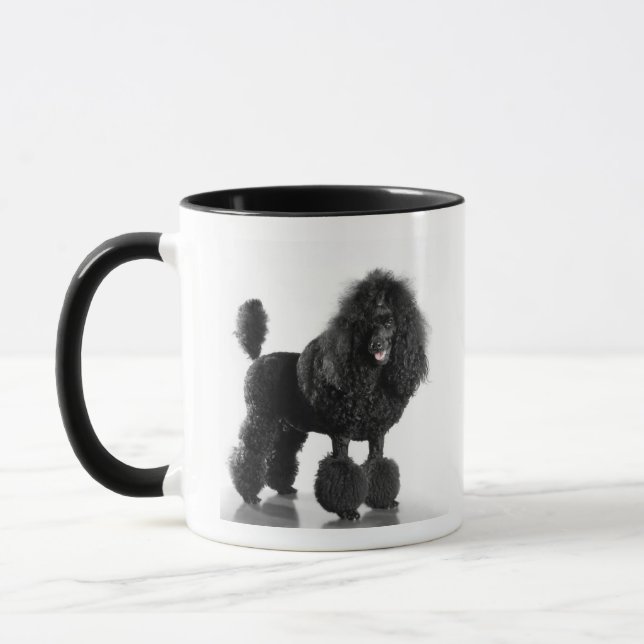 Trimmed black poodle mug (Left)