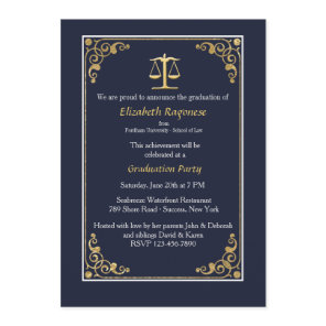 Trimmed in Gold Justice Scale Graduation Invites