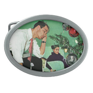 Trimming the Tree Oval Belt Buckle