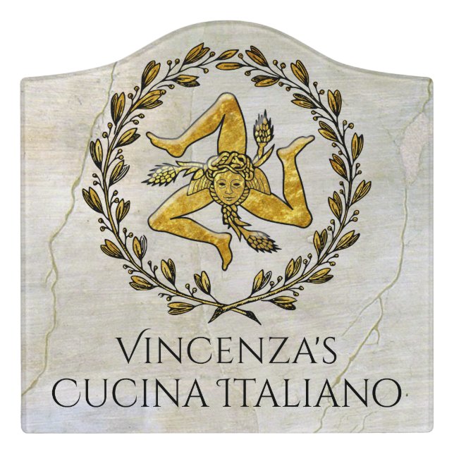 Trinacria Cucina Italiano Kitchen Sign (Large Crest Front)