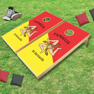 Trinacria Flag of Sicily Sicilian Family Cornhole Set