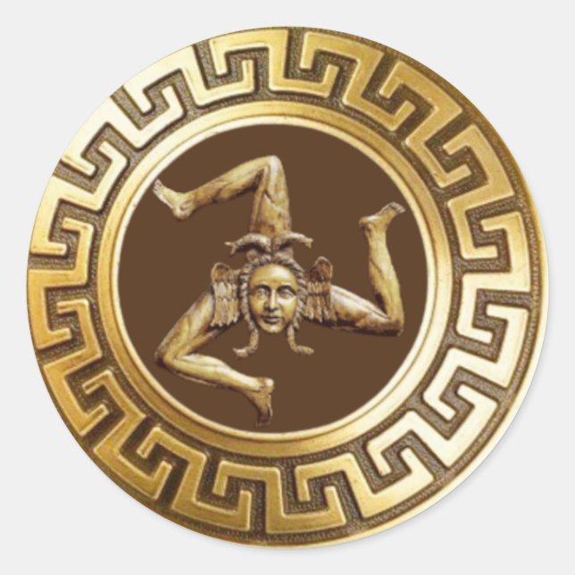 Trinacria of Sicily (Bronze) Classic Round Sticker (Front)