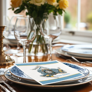 Trinacria of Sicily Sicilia Blue and Yellow Paper Dinner Napkins
